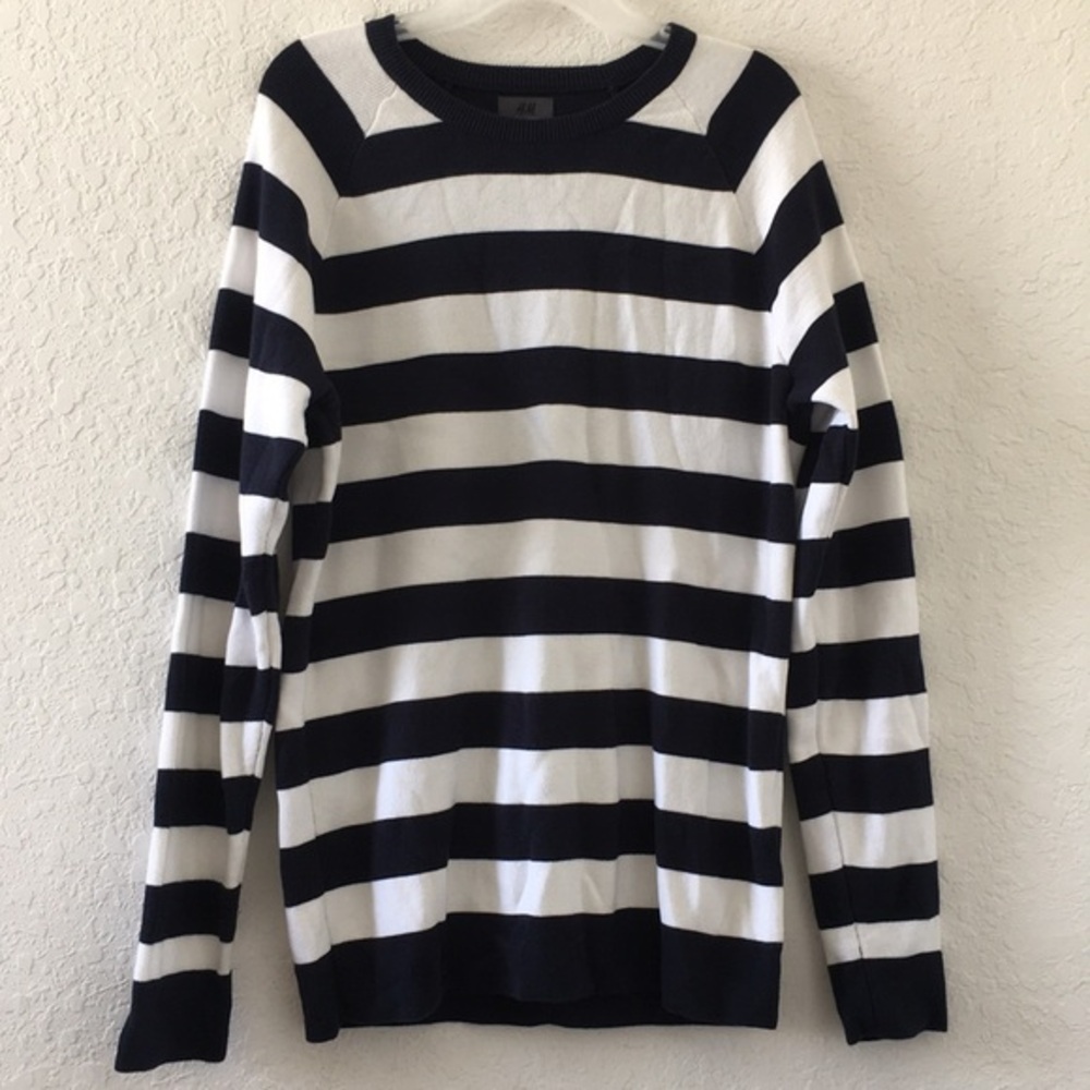 ✅Men H&M sweater Navy Blue White size L